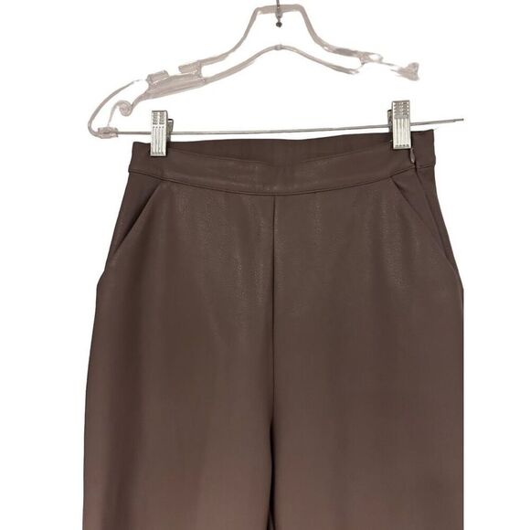 Sage the Label Tan Faux Vegan leather High-Rise Straight Leg Pants Size XS - Picture 4 of 16
